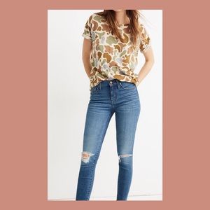 Madewell size 27, 9 inch high-rise skinny cropped jeans with a traditional hem